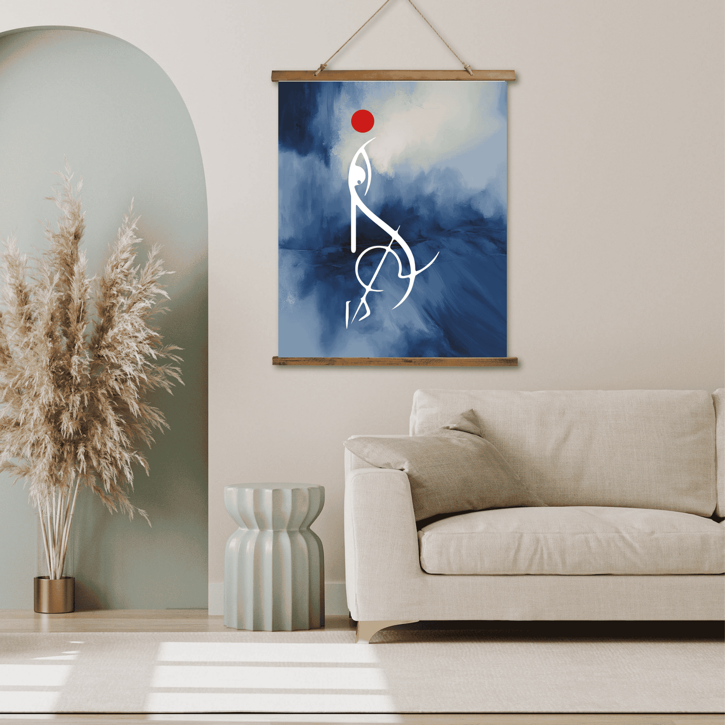 Ma Durga Wood Topped Wall Tapestry - Bohemian Home Decor, Unique Wall Art, Gift for Art Lovers, Aesthetic Room Decoration