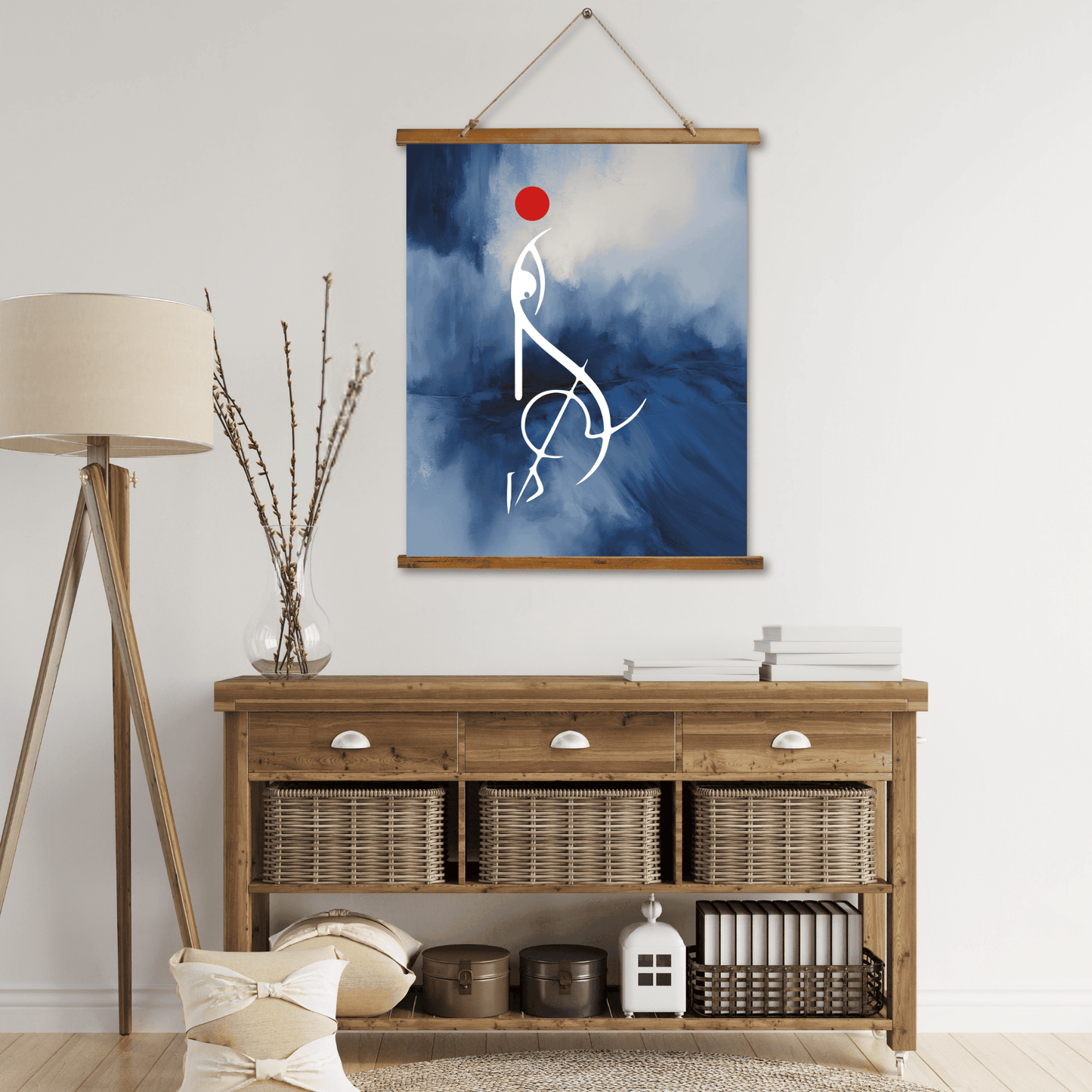 Ma Durga Wood Topped Wall Tapestry - Bohemian Home Decor, Unique Wall Art, Gift for Art Lovers, Aesthetic Room Decoration