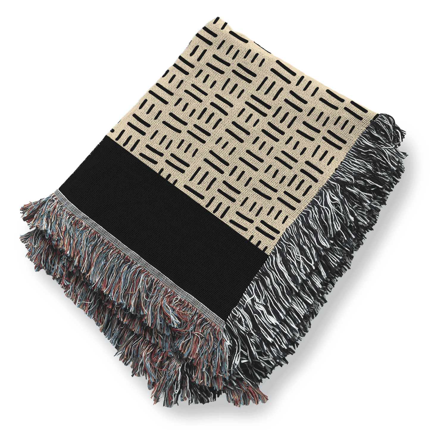 Minimalist Woven Blanket in Aztek Pattern, 100% Cotton Throw Blanket, Black and Beige Home Decor, Housewarming, Christmas, Birthday Gift
