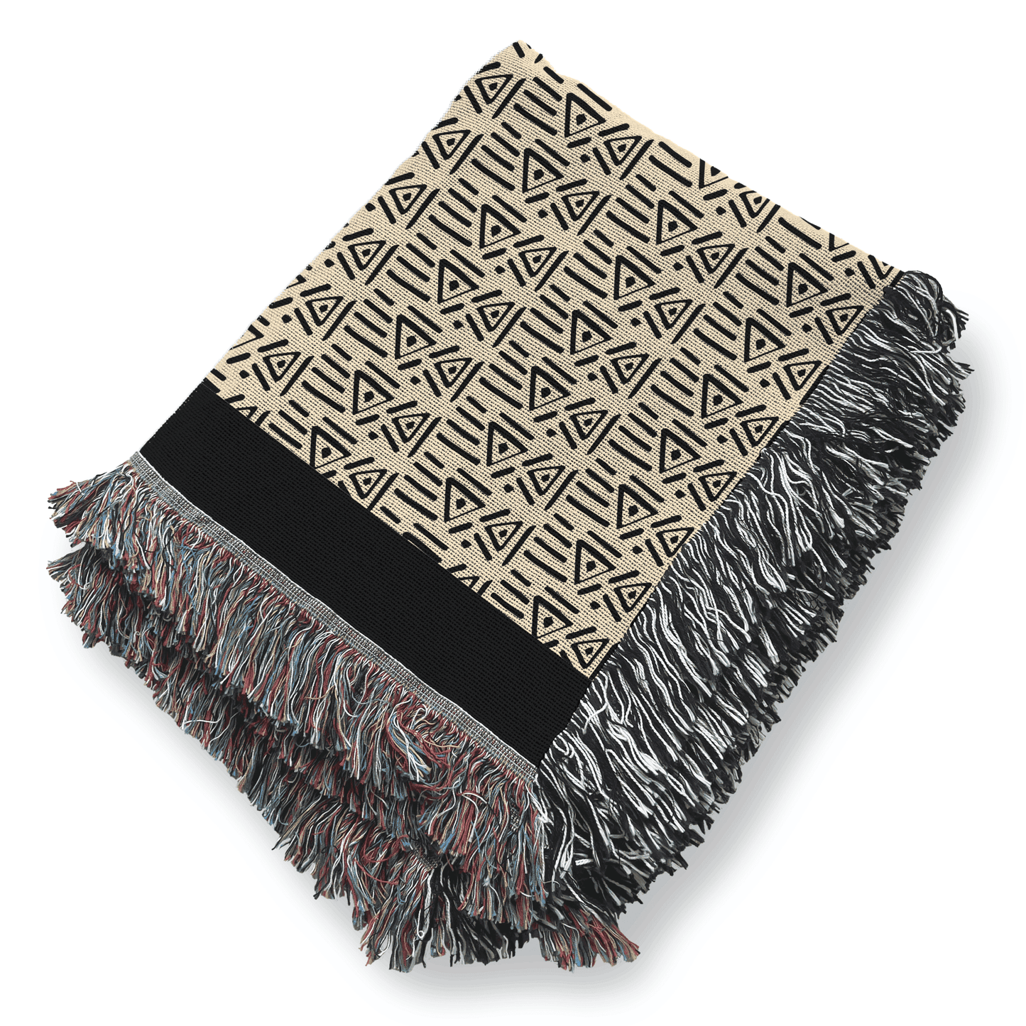 Woven Throw Blanket Aztek Pattern, 100% Cotton, Black and Beige Minimalist Home Decor, Housewarming Gift, Christmas, Birthday Gift