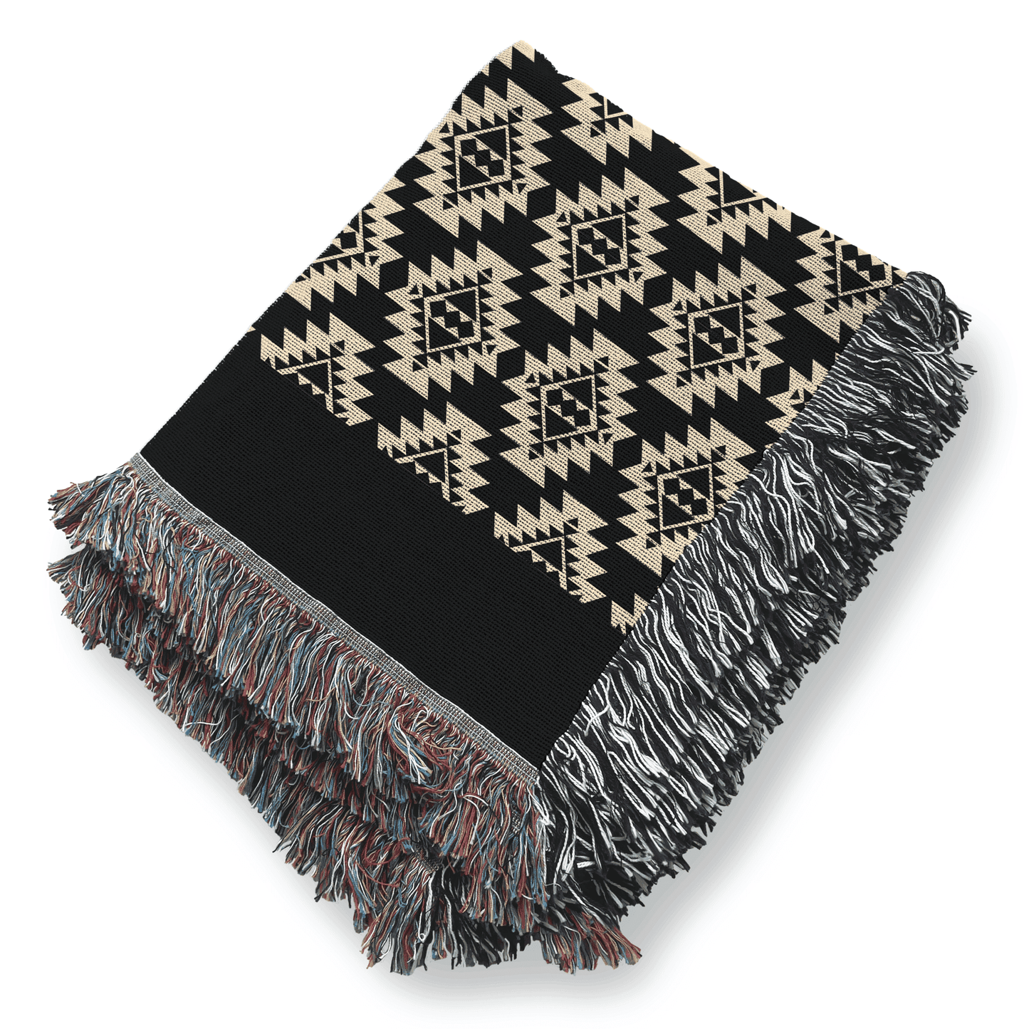 Cotton Woven Blanket Aztek Pattern, 100% Cotton, Black and Beige Boho Minimalist Throw Home Decor, Housewarming, Christmas Gift