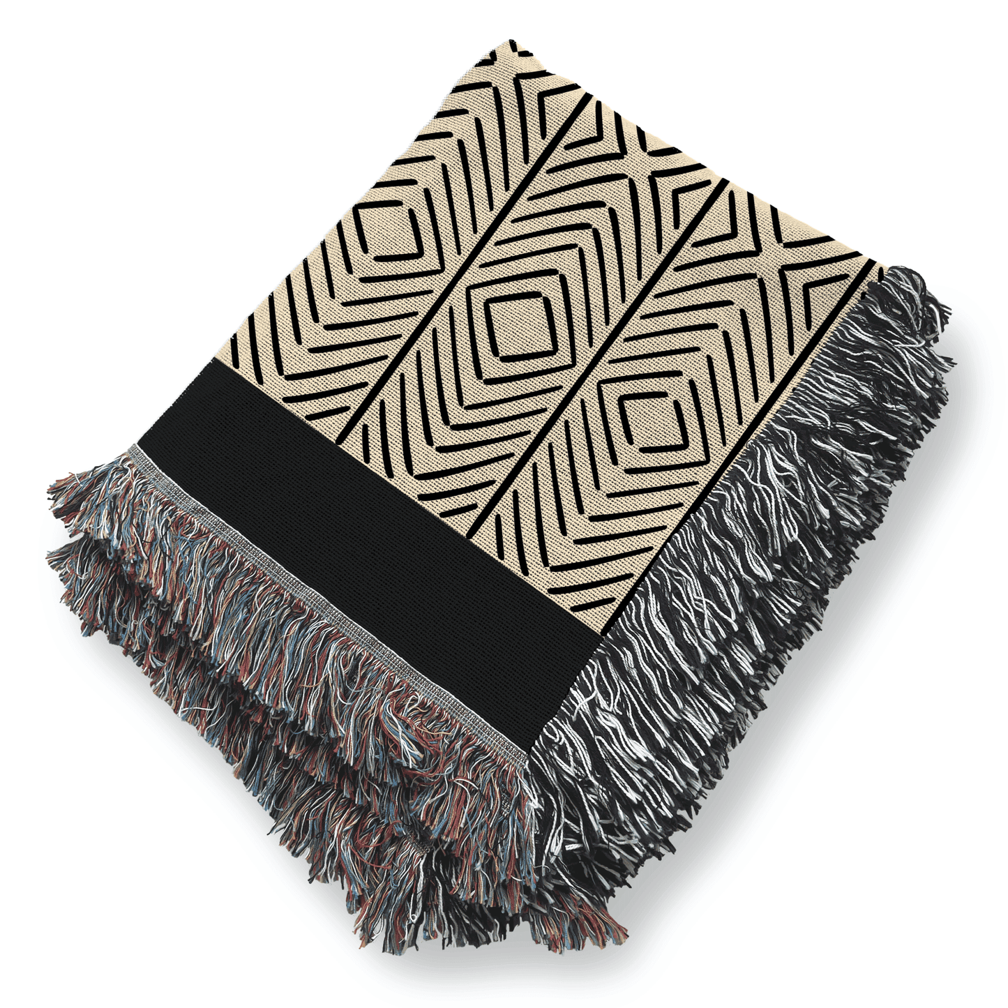 Woven Blanket Chevron Pattern, 100% Cotton, Minimalist Beige and Black Throw Blanket, Boho Wall Hanging, Housewarming, Christmas Gift