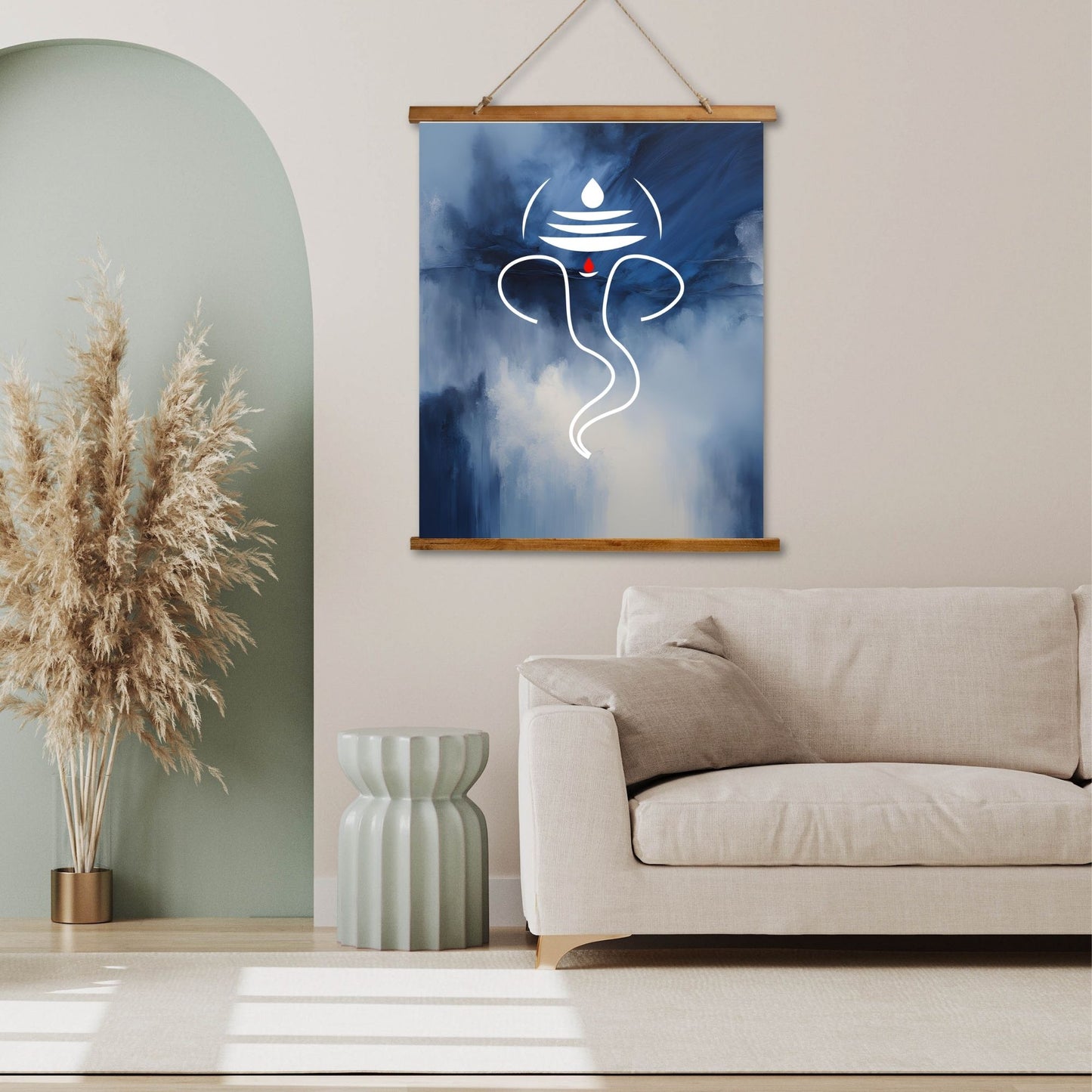 Wood Topped Wall Tapestry Featuring Ganesh - Bohemian Decor, Home Wall Art, Meditation Room Accent, Unique Gift, Spiritual Decor