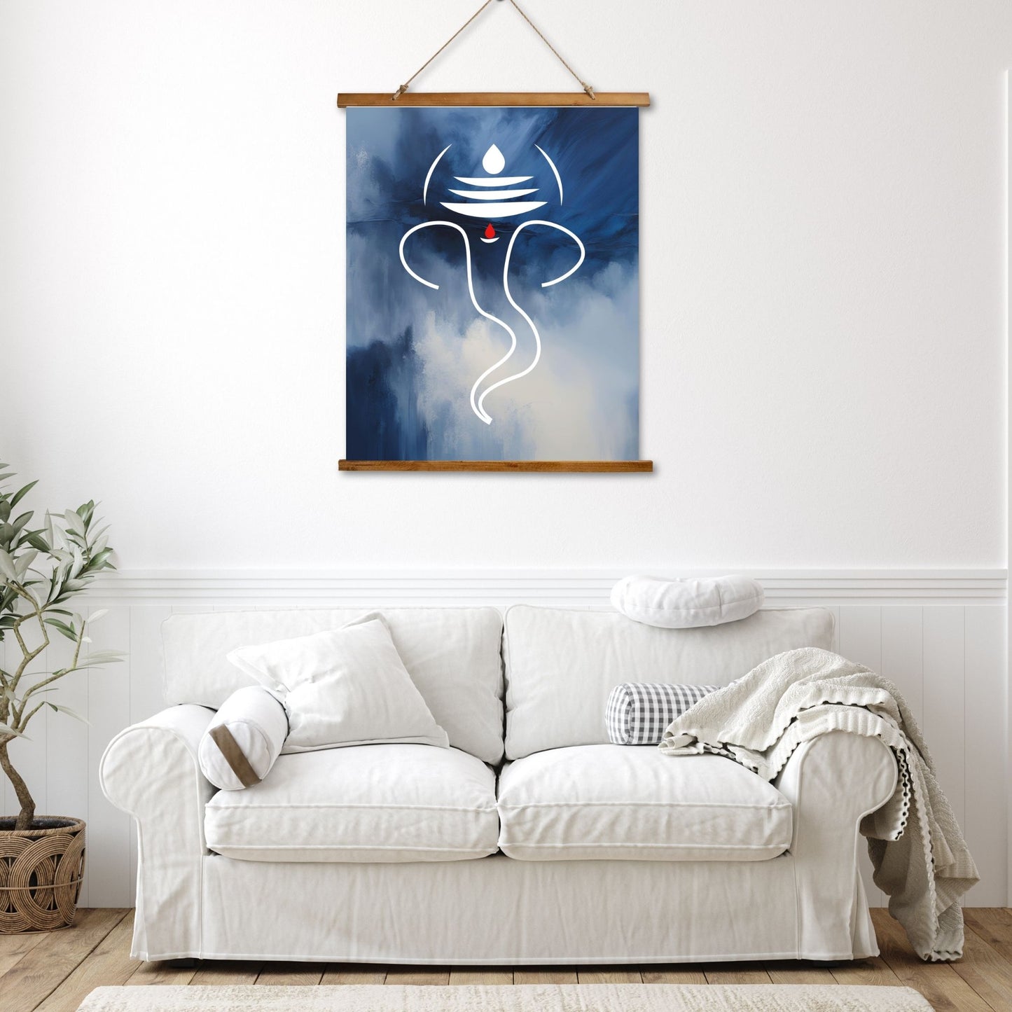 Wood Topped Wall Tapestry Featuring Ganesh - Bohemian Decor, Home Wall Art, Meditation Room Accent, Unique Gift, Spiritual Decor