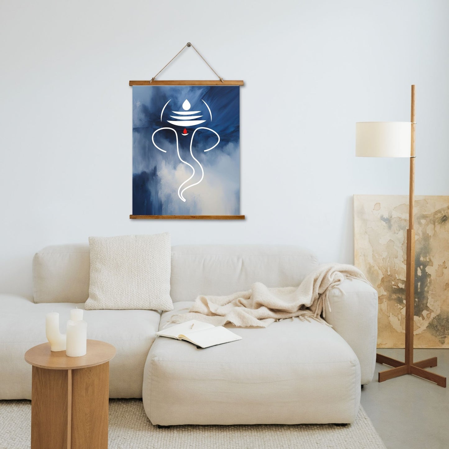 Wood Topped Wall Tapestry Featuring Ganesh - Bohemian Decor, Home Wall Art, Meditation Room Accent, Unique Gift, Spiritual Decor