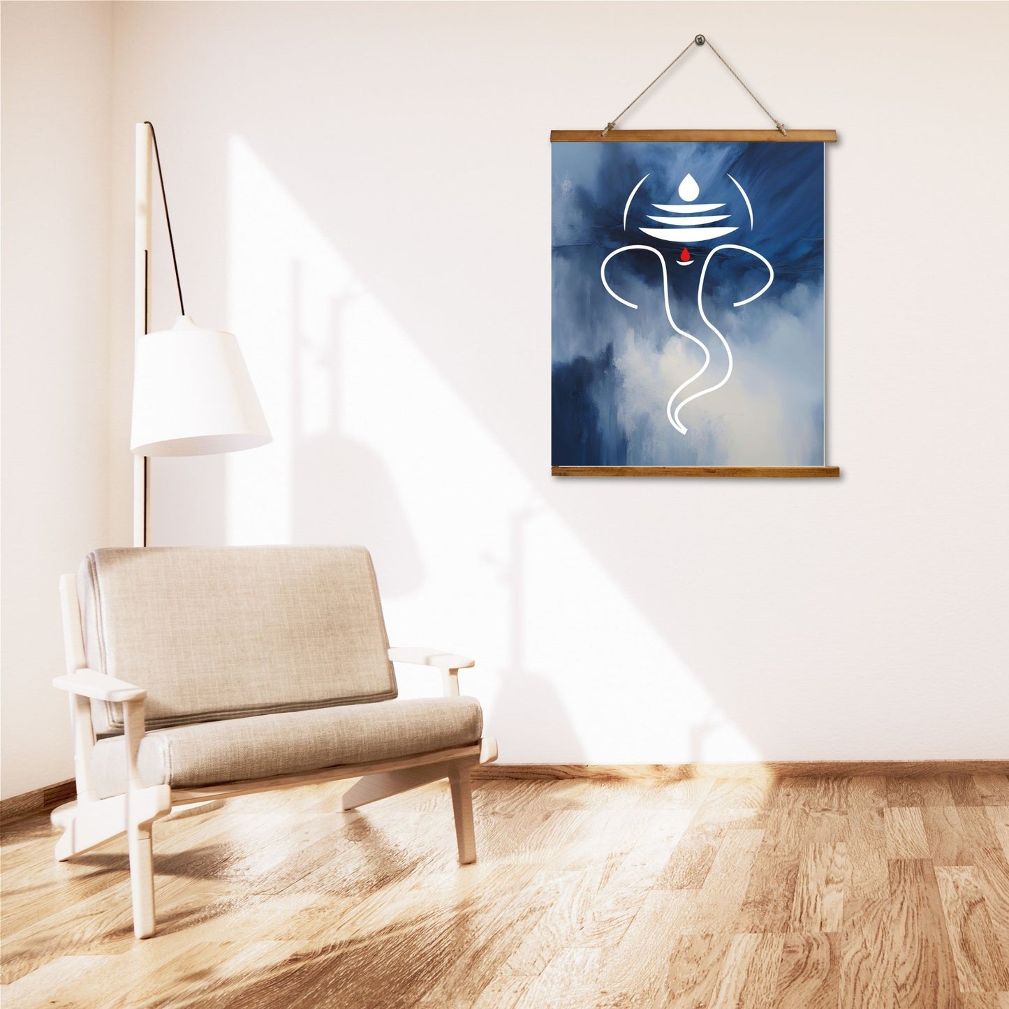 Wood Topped Wall Tapestry Featuring Ganesh - Bohemian Decor, Home Wall Art, Meditation Room Accent, Unique Gift, Spiritual Decor