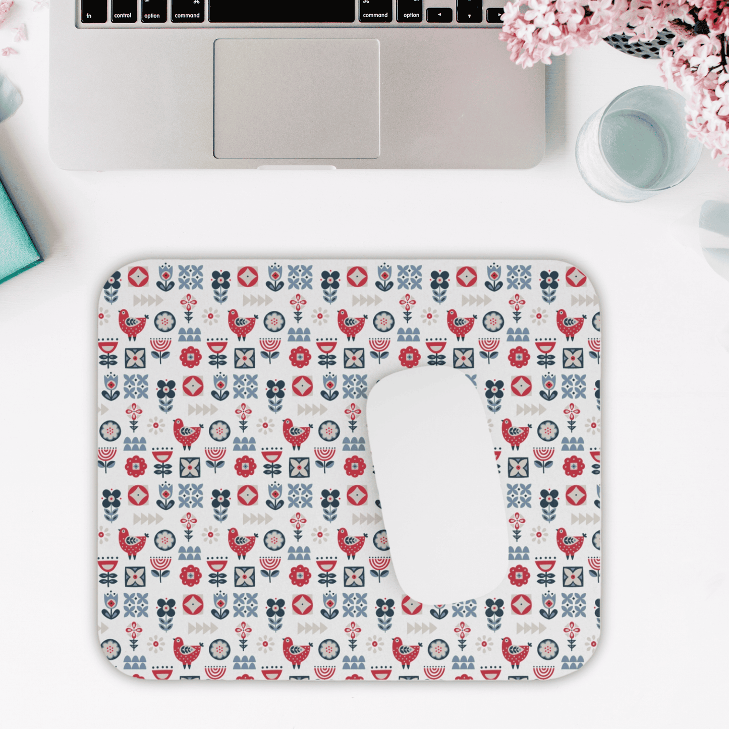 Mouse Pad, Nature Themed Mousepad, Woodland Animal Print Mousepad, Gift for Coworker, Gift for Boss, Scandinavian Folk Art, Scandi Design
