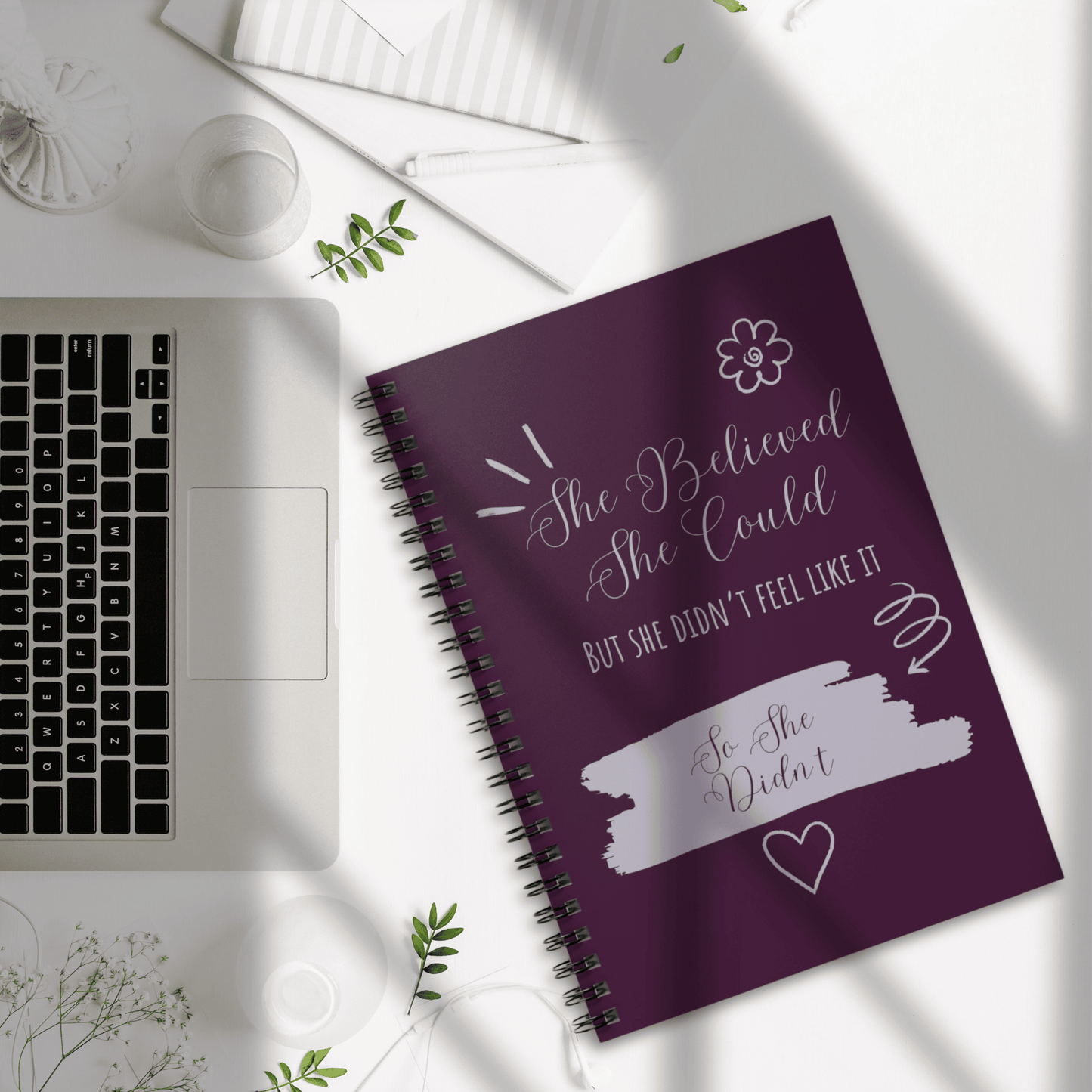 She Believed - Funny Empowering Spiral Notebook - Journal for Motivation, Note-taking, Gift, Self-Care, Inspirational Decor