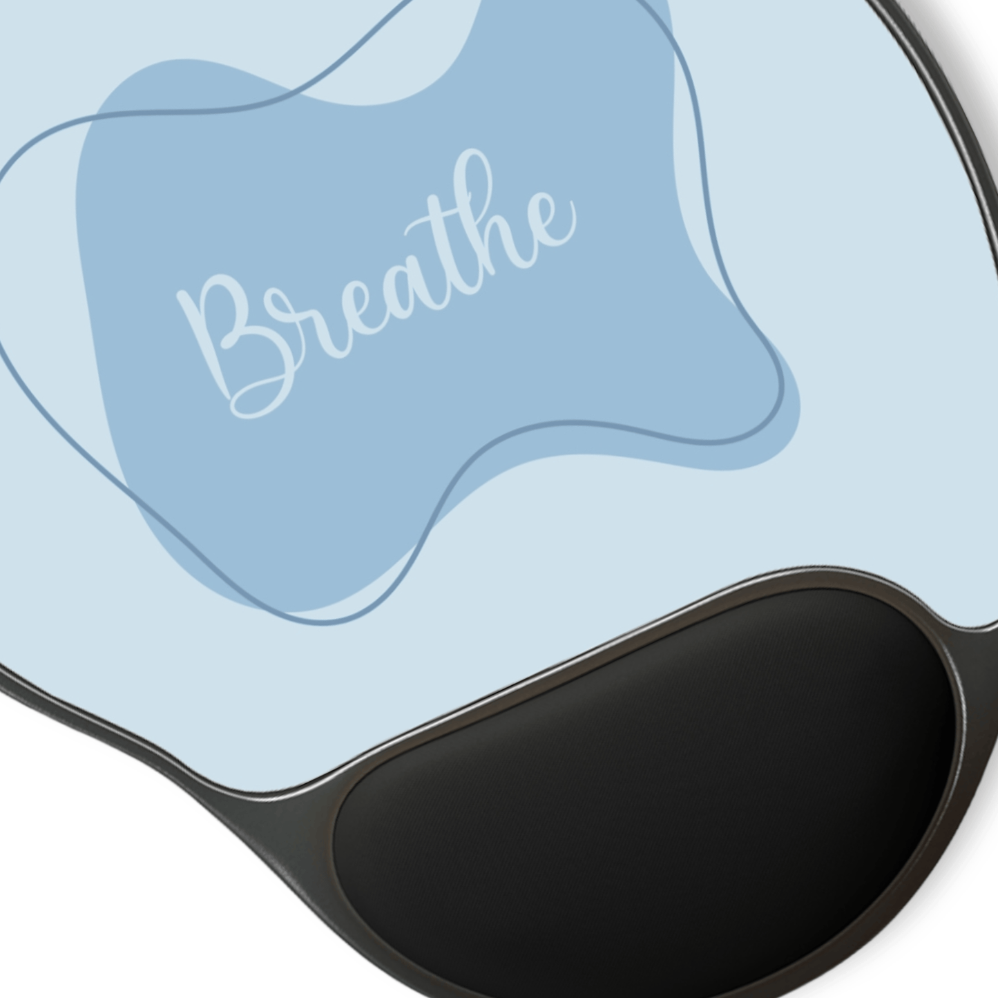 Tranquil Mouse Pad with Wrist Rest - Breathe Design, Office Decor, Gift for Coworkers, Ergonomic Desk Accessory, Stress Relief