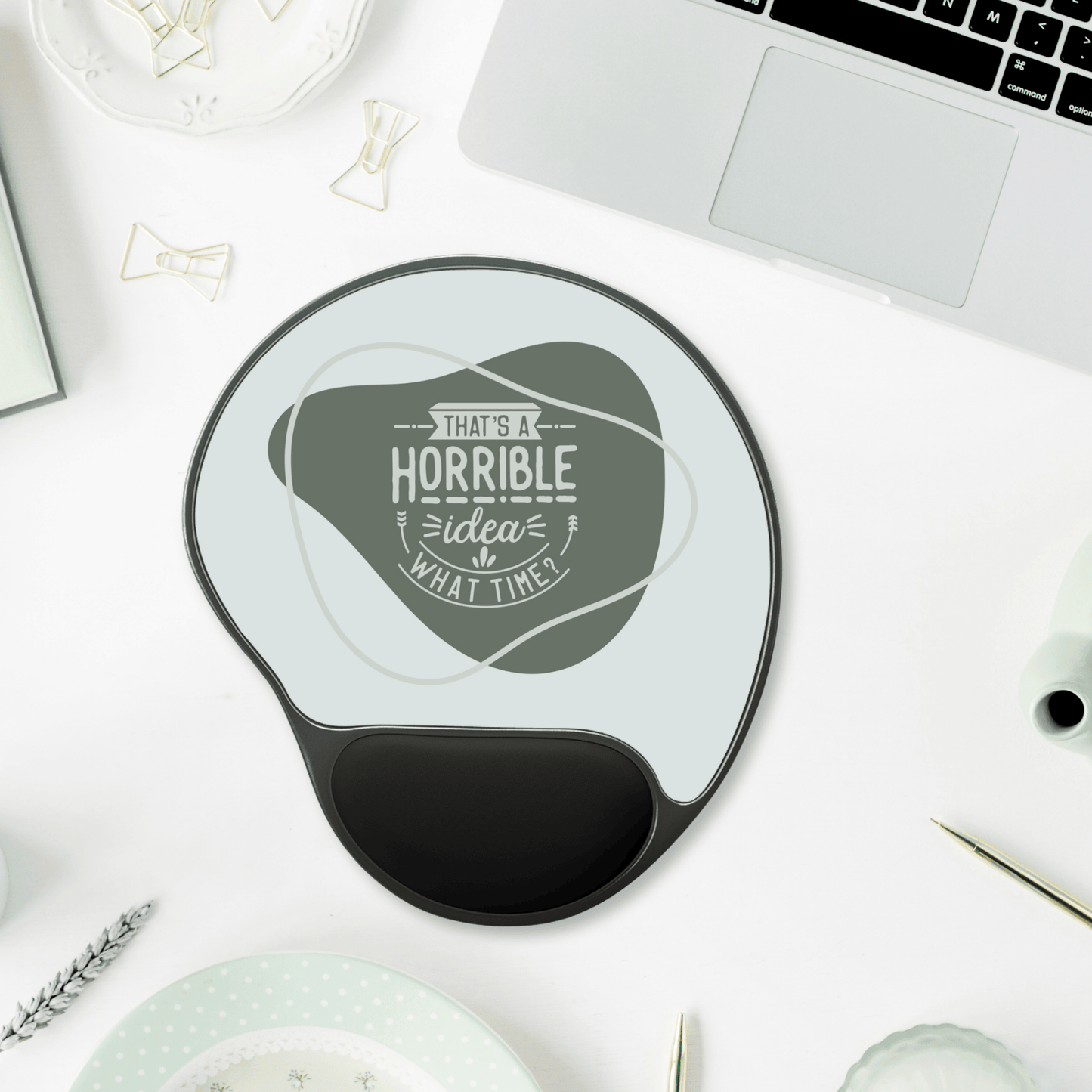 Funny Mouse Pad with Wrist Rest, Office Desk Accessories, Gift for Coworkers, Work From Home Humor, Computer Accessory