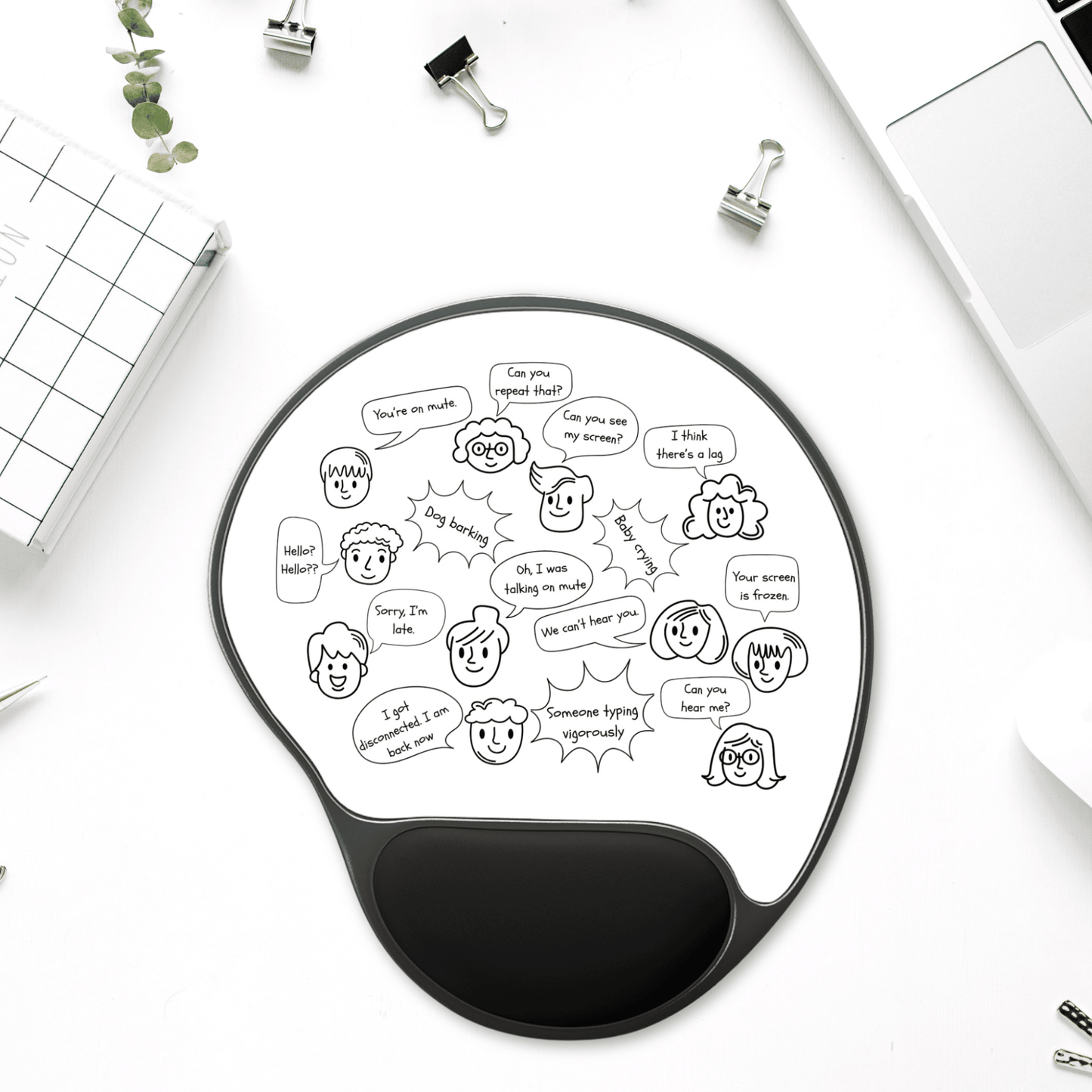 Funny Mouse Pad with Wrist Rest, Humor Desk Accessory, Gift for Gamers, Office Supplies, Unique Work Station Decor