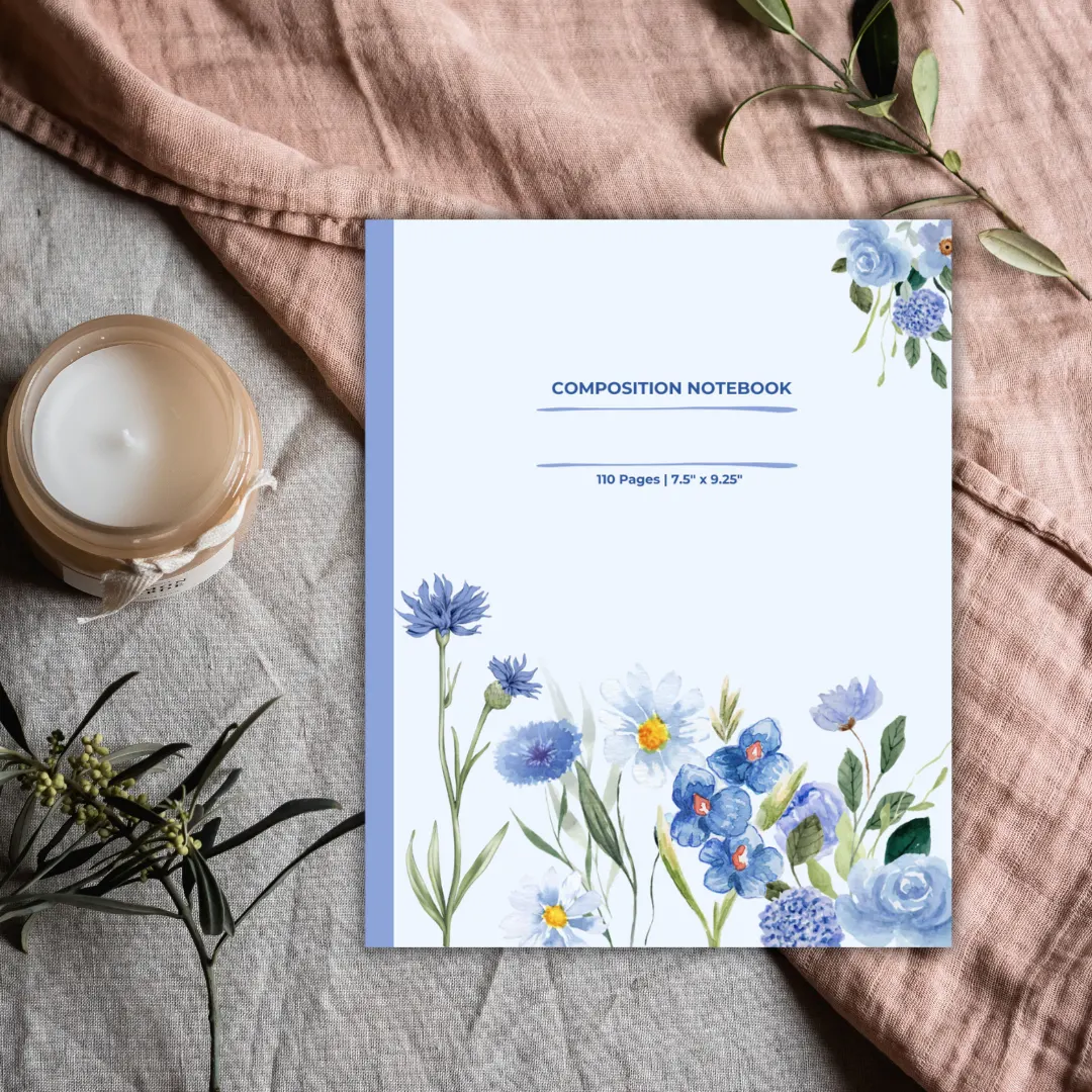 Blue Floral Paperback Notebook