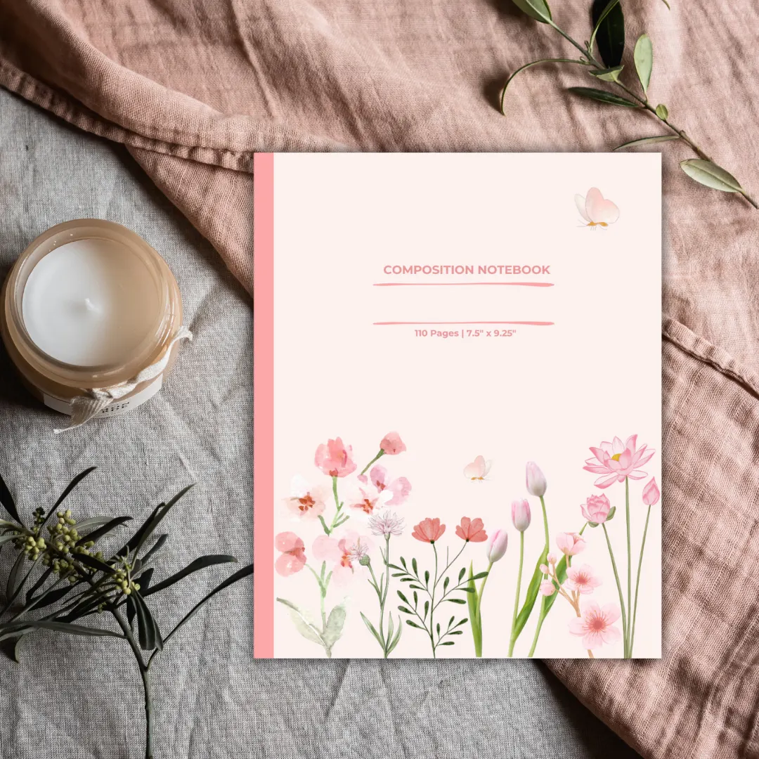 Peach Floral Paperback Notebook