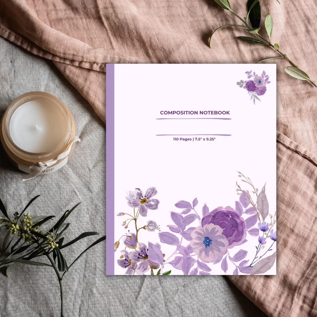 Purple Floral Paperback Notebook