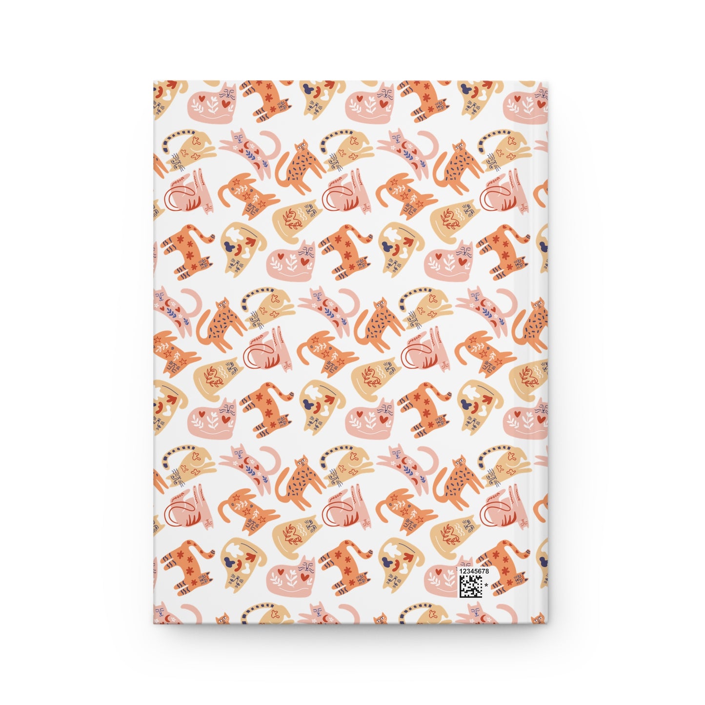 Cat Lover Gift, Hardcover Journal Notebook, Scandinavian Cat Folk Art Diary, White Elephant Gift, Secret Santa Christmas Gift for Co-workers