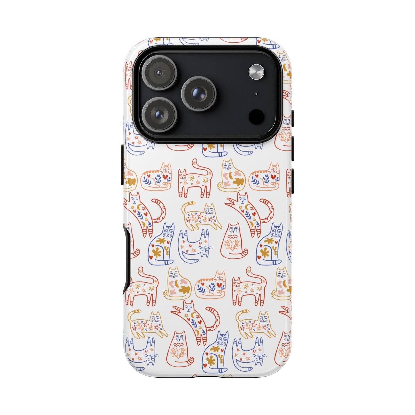 Scandinavian Folk Art Cat Print Phone Case - iPhone 17 / 17 Air / 17 Pro Max, Samsung Galaxy S26, Google Pixel | Matte & Glossy