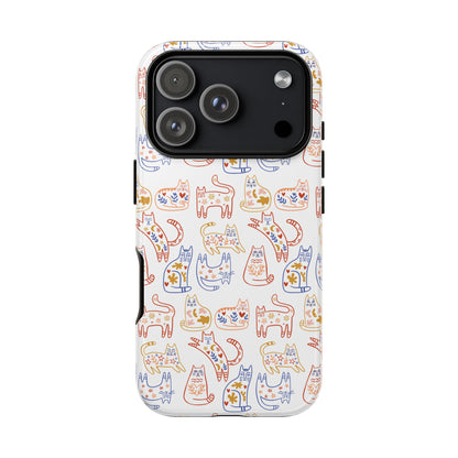 Scandinavian Folk Art Cat Print Phone Case - iPhone 17 / 17 Air / 17 Pro Max, Samsung Galaxy S26, Google Pixel | Matte & Glossy