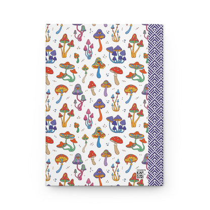 Hardcover Journal, Bright Colorful Whimsical Psychedelic Mushroom Design