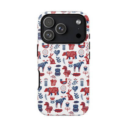 Scandinavian Animal Folk Art Phone Case - iPhone 17 / 17 Air / 17 Pro Max, Samsung Galaxy S26, Google Pixel | Matte & Glossy