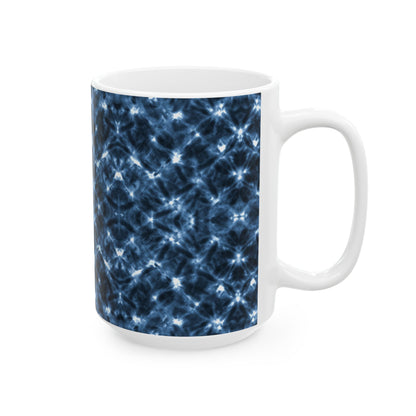 Tie Dye Shibori Print Ceramic Coffee Mug | Indigo Indian Design, Blue and White Tea Cup, Gift for Coffee Lovers, Gift for Her, Gift for Boss