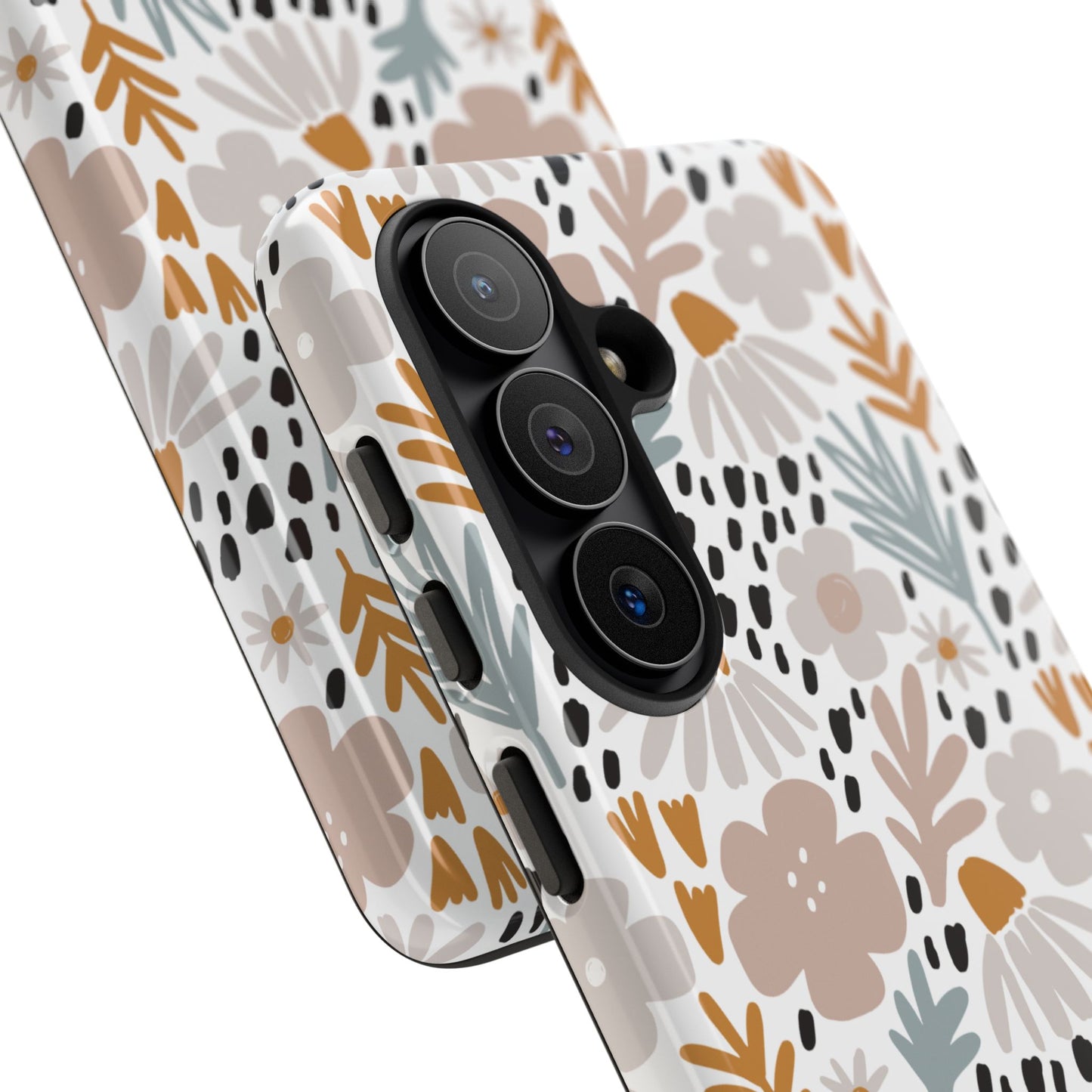 Two-Tone Floral Tough Phone Case - iPhone 17 / 17 Air / 17 Pro Max, Samsung Galaxy S26, Google Pixel | Matte & Glossy