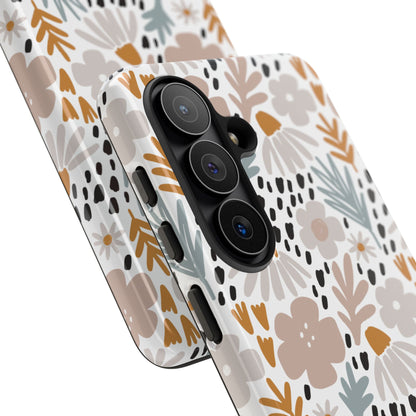 Two-Tone Floral Tough Phone Case - iPhone 17 / 17 Air / 17 Pro Max, Samsung Galaxy S26, Google Pixel | Matte & Glossy