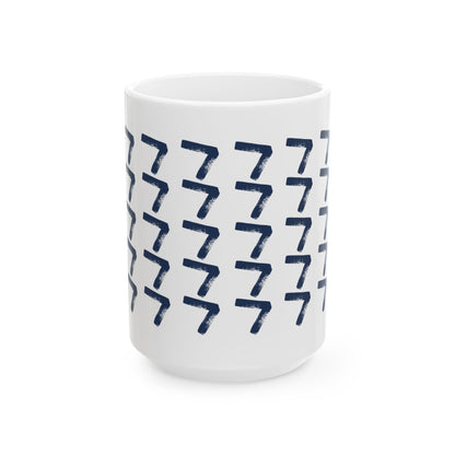 Navy Pattern Ceramic Coffee Mug, Distressed Brush Pattern Indigo Tea Cup for Home, Office, Cute Coffee Cup, Tea Lover's Mug, Unisex gift