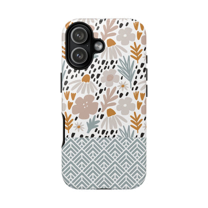 Two-Tone Floral Tough Phone Case - iPhone 17 / 17 Air / 17 Pro Max, Samsung Galaxy S26, Google Pixel | Matte & Glossy
