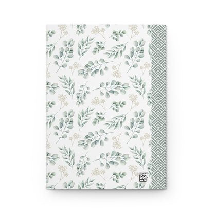 Hardcover Journal Eucalyptus Floral Design, Elegant Notebook, Eco-Friendly Diary, Gift for Writers, Journaling, Greenery Design