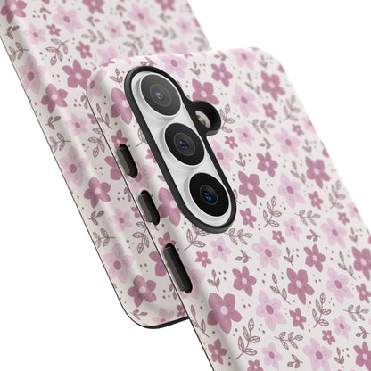 Pink Floral Tough Phone Case - iPhone 17 / 17 Air / 17 Pro Max, Samsung Galaxy S26, Google Pixel | Matte & Glossy