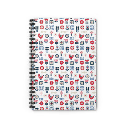 Spiral Notebook - Scandinavian Floral Design, Nordic Art, Ruled Lines, Cute Stationery, Gift for Students, Journal, Office Supplies, Planner