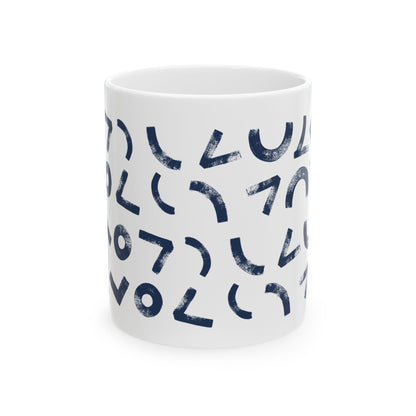 Modern Abstract Ceramic Mug - Distressed Brush Stroke Design Coffee Cup, Gift for Coffee Lovers, Personalized Drinkware, Office Supplies