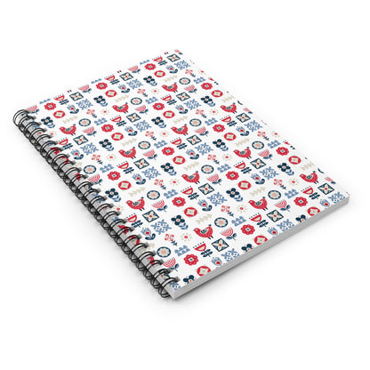 Spiral Notebook - Scandinavian Floral Design, Nordic Art, Ruled Lines, Cute Stationery, Gift for Students, Journal, Office Supplies, Planner