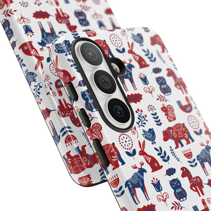 Scandinavian Animal Folk Art Phone Case - iPhone 17 / 17 Air / 17 Pro Max, Samsung Galaxy S26, Google Pixel | Matte & Glossy