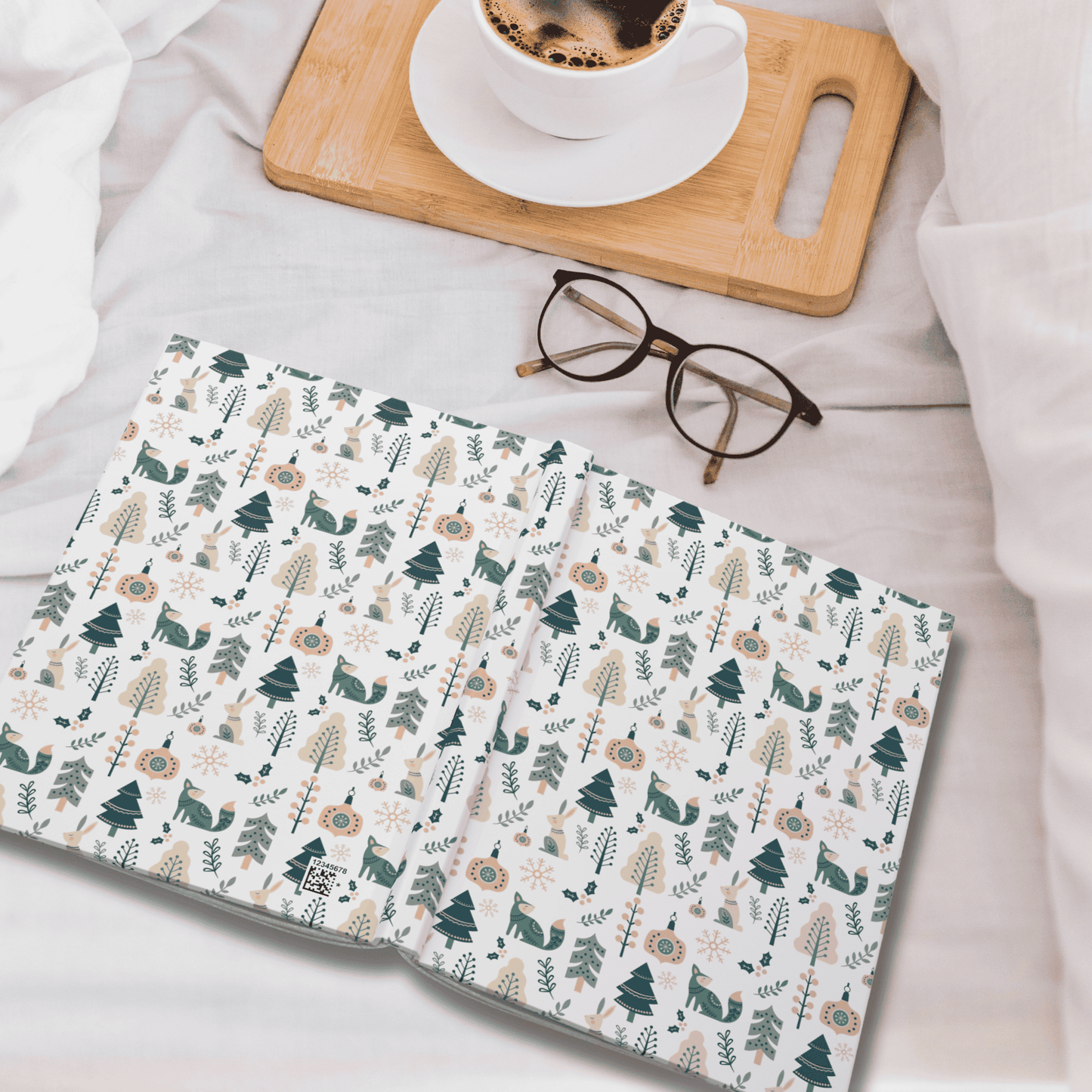 Hardcover Journal, Scandinavian Christmas Inspired Design Notebook, Gift for Writers, Secret Santa Gift for Coworkers