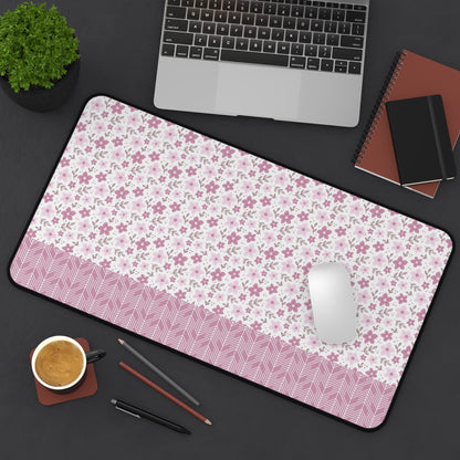 Floral Desk Mat with Geometric Pattern, Hemmed Edges, Stylish Work Surface, Home Office Decor, Gift for Students, Large Computer Mouse Pad
