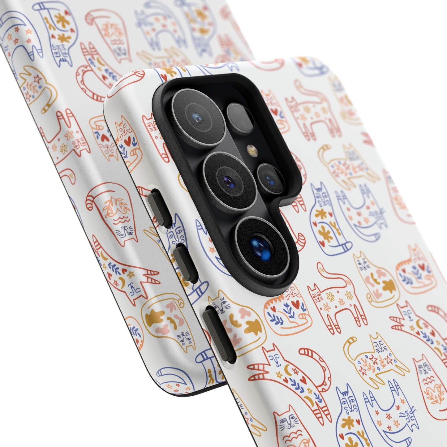 Scandinavian Folk Art Cat Print Phone Case - iPhone 17 / 17 Air / 17 Pro Max, Samsung Galaxy S26, Google Pixel | Matte & Glossy