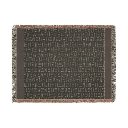 Minimalist Woven Blanket in Aztek Pattern, 100% Cotton Throw Blanket, Black and Beige Home Decor, Housewarming, Christmas, Birthday Gift