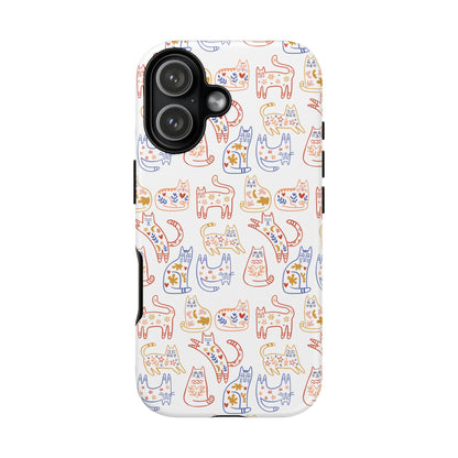 Scandinavian Folk Art Cat Print Phone Case - iPhone 17 / 17 Air / 17 Pro Max, Samsung Galaxy S26, Google Pixel | Matte & Glossy