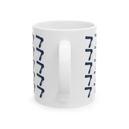 Navy Pattern Ceramic Coffee Mug, Distressed Brush Pattern Indigo Tea Cup for Home, Office, Cute Coffee Cup, Tea Lover's Mug, Unisex gift