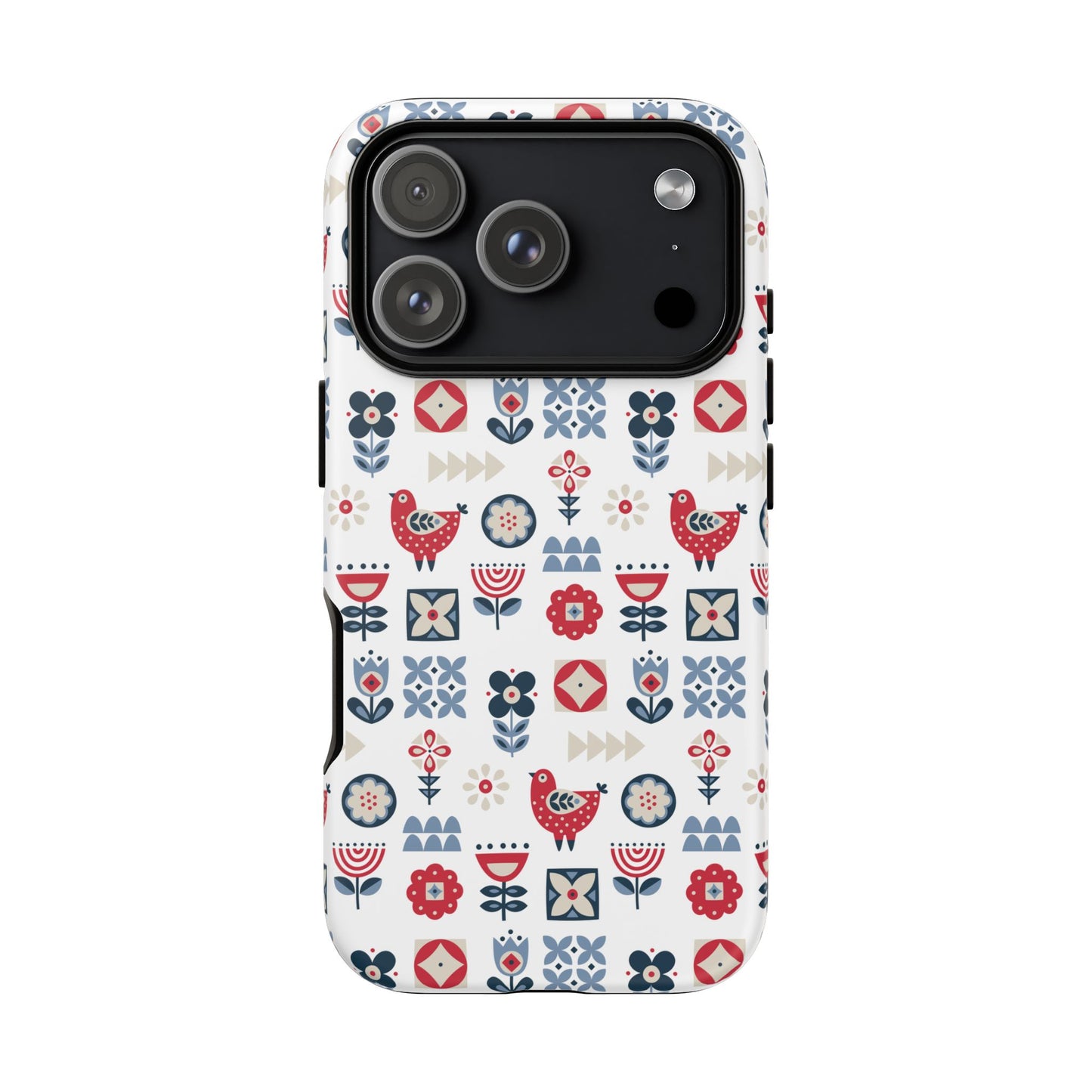Scandinavian Bird & Floral Folk Art Phone Case - iPhone 17 / 17 Air / 17 Pro Max, Samsung Galaxy S26, Google Pixel | Matte & Glossy