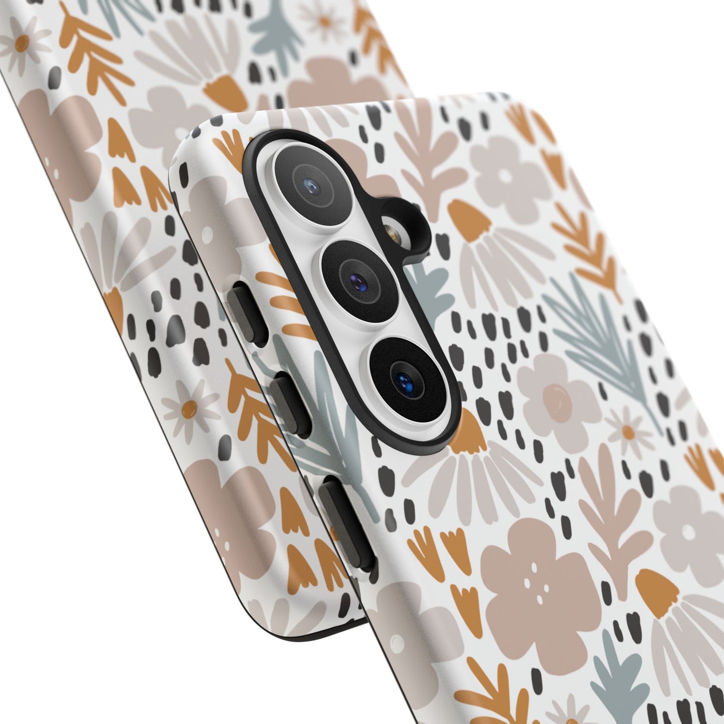 Two-Tone Floral Tough Phone Case - iPhone 17 / 17 Air / 17 Pro Max, Samsung Galaxy S26, Google Pixel | Matte & Glossy