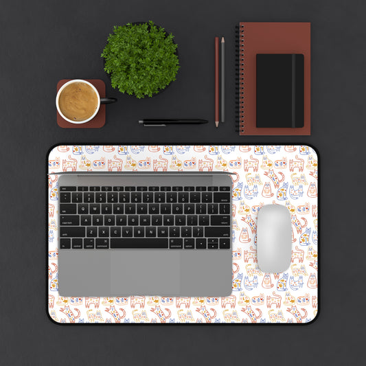 Desk Mat Scandinavian Folk Art Inspired Design, Home Office Decor, Nordic Art, Hygge, Work from Home Essentials, Scandi Cat Design