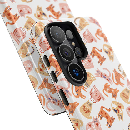 Scandinavian Folk Art Cat Phone Case - iPhone 17 / 17 Air / 17 Pro Max, Samsung Galaxy S26, Google Pixel | Matte & Glossy