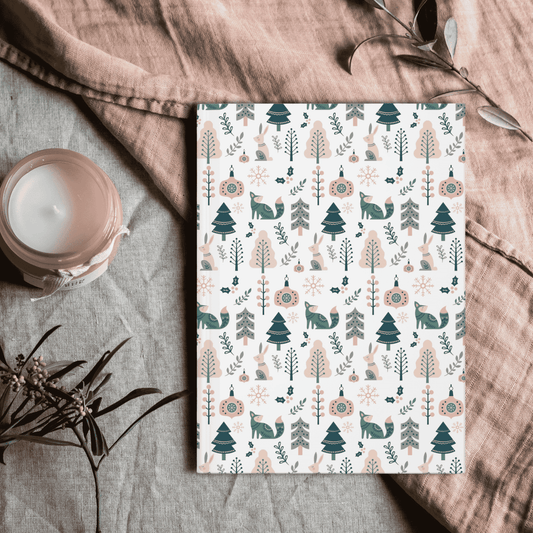 Hardcover Journal, Scandinavian Christmas Inspired Design Notebook, Gift for Writers, Secret Santa Gift for Coworkers