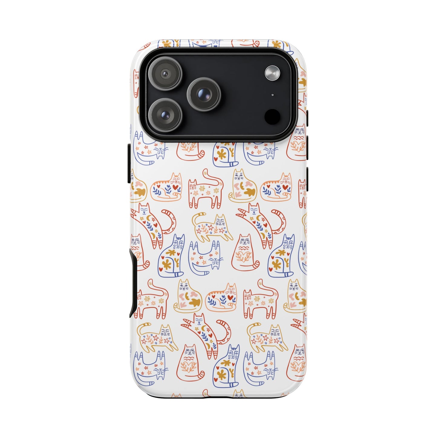 Scandinavian Folk Art Cat Print Phone Case - iPhone 17 / 17 Air / 17 Pro Max, Samsung Galaxy S26, Google Pixel | Matte & Glossy
