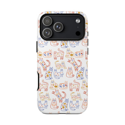Scandinavian Folk Art Cat Print Phone Case - iPhone 17 / 17 Air / 17 Pro Max, Samsung Galaxy S26, Google Pixel | Matte & Glossy