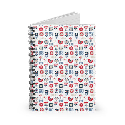 Spiral Notebook - Scandinavian Floral Design, Nordic Art, Ruled Lines, Cute Stationery, Gift for Students, Journal, Office Supplies, Planner