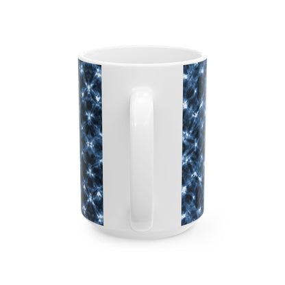 Tie Dye Shibori Print Ceramic Coffee Mug | Indigo Indian Design, Blue and White Tea Cup, Gift for Coffee Lovers, Gift for Her, Gift for Boss
