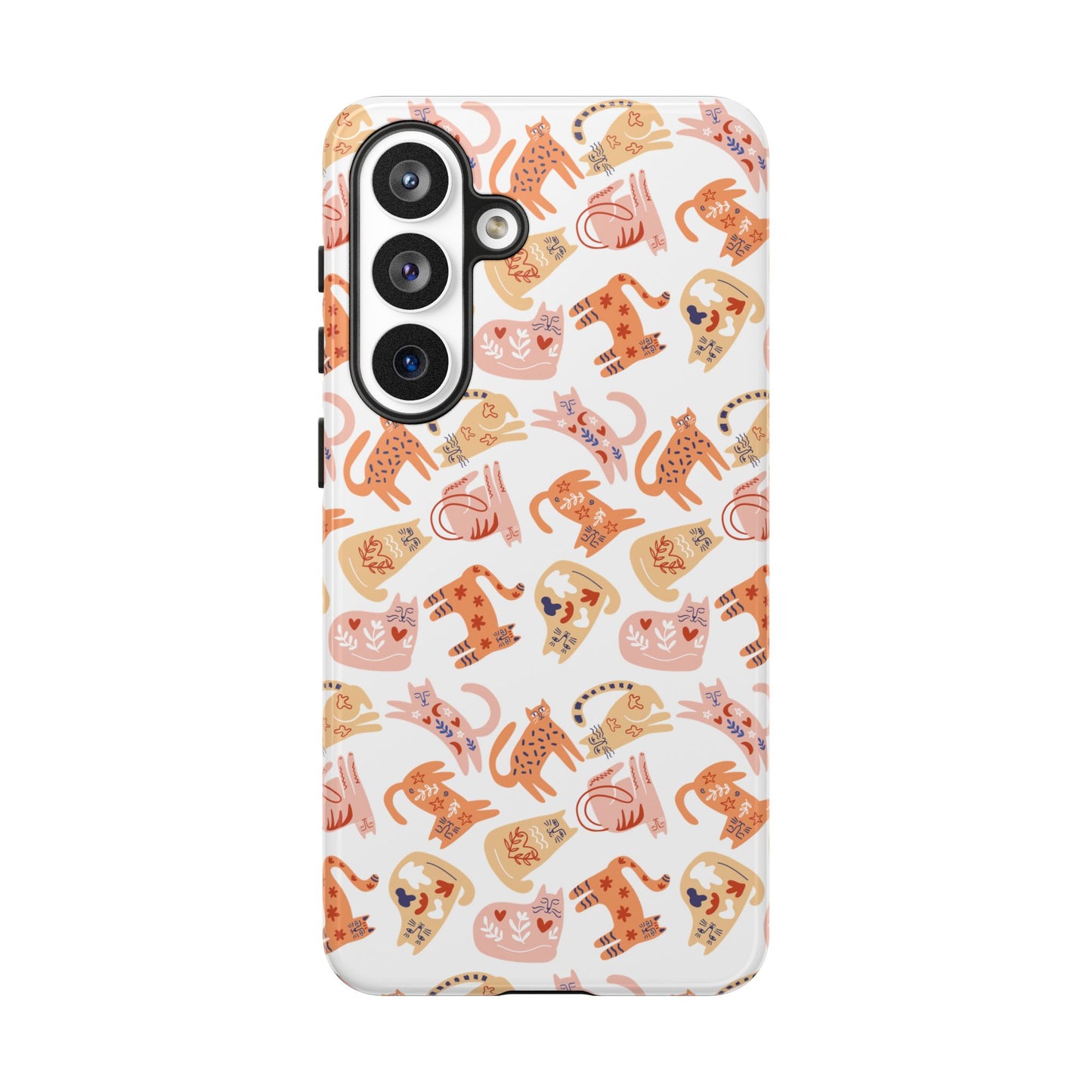 Scandinavian Folk Art Cat Phone Case - iPhone 17 / 17 Air / 17 Pro Max, Samsung Galaxy S26, Google Pixel | Matte & Glossy